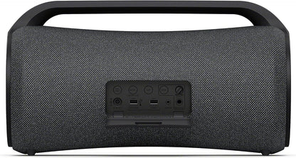 Sony SRS-XG500 Kenya rear panel showing USB-C, mic input, guitar input, and control buttons
