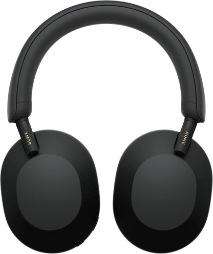Sony WH-1000XM5 Kenya front view showing both ear cups with Sony gold lettering on stems, matte black