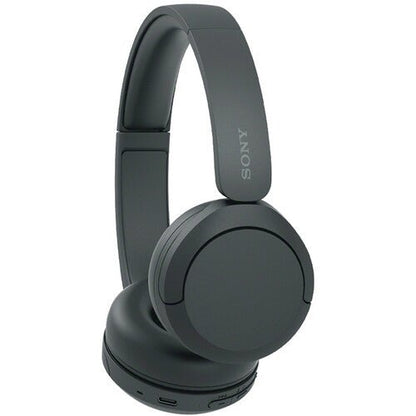 Sony WH-CH520 Kenya black headphones angled view with USB-C charging port visible on earcup