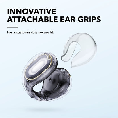 Soundcore C30i Kenya single earbud with detached clear ear grip accessory, attachable secure fit close-up