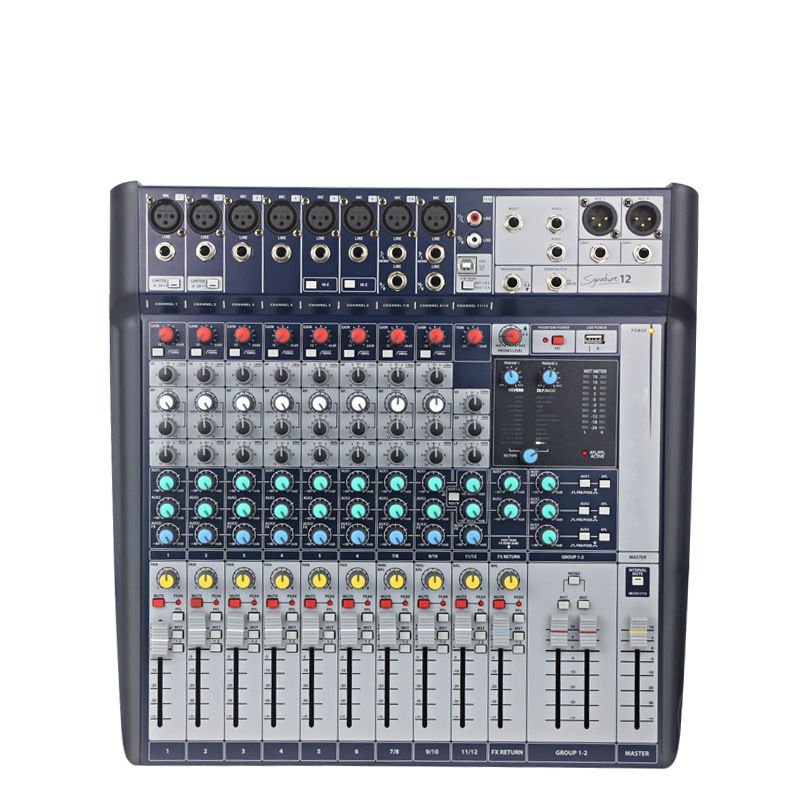 Soundcraft Signature 12 Kenya — front panel view of 12-channel analog mixer with Ghost preamps