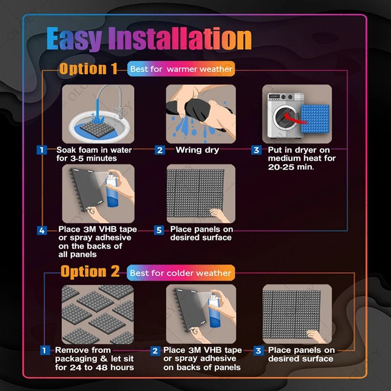 Soundproofing Foam Panel – 6/12/24 Pcs, High Density Sound Proof Sponge Pad, Home Studio, Bedroom Ceiling Design - ZAMAR AUDIO SOLUTIONS