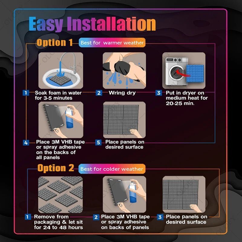 Soundproofing Foam Panel – 6/12/24 Pcs, High Density Sound Proof Sponge Pad, Home Studio, Bedroom Ceiling Design - ZAMAR AUDIO SOLUTIONS
