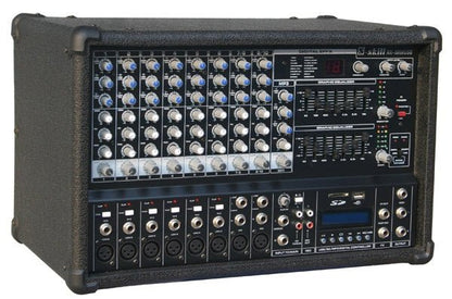Soundskill RX-9800USB powered mixer front panel with faders and DSP controls, available in Kenya
