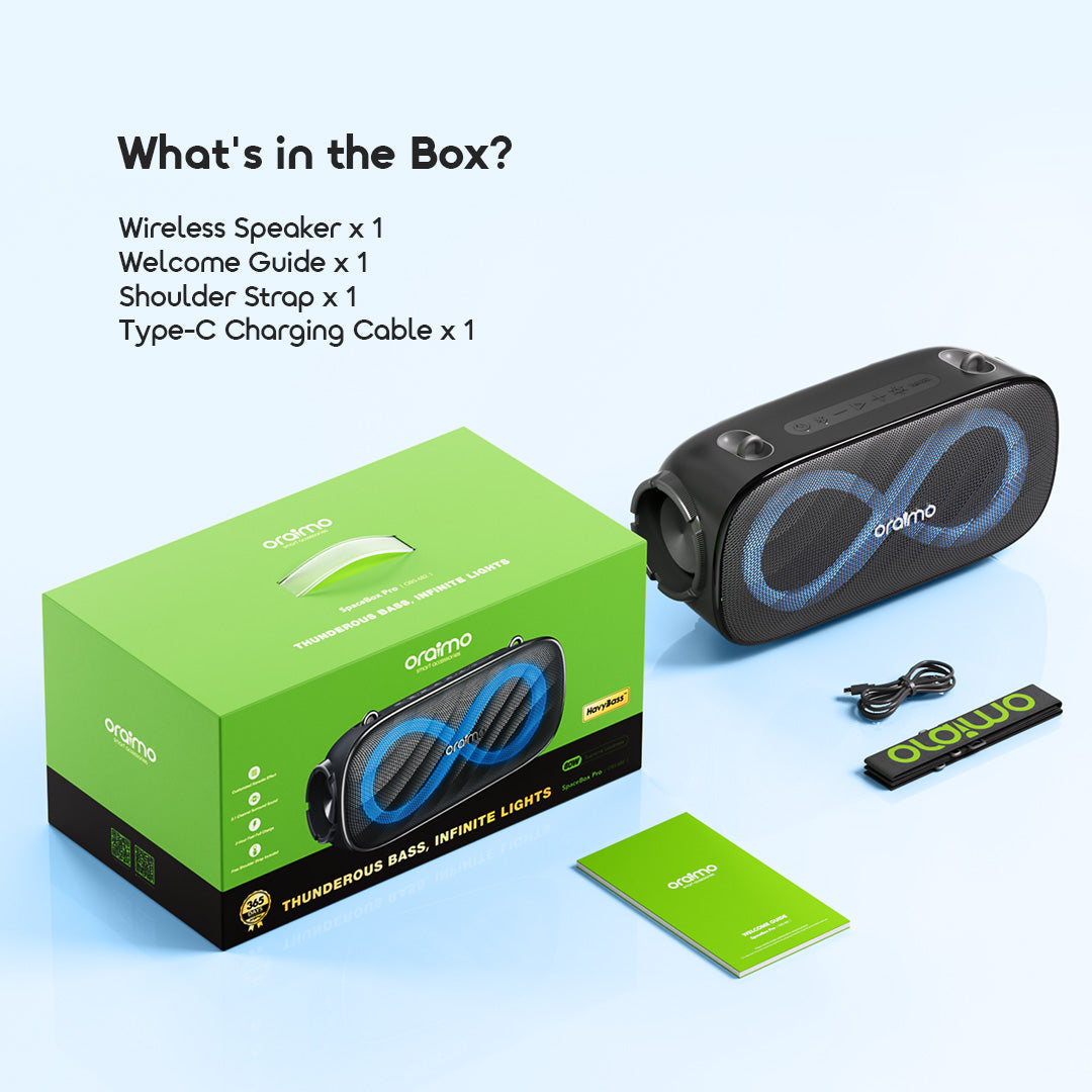 Oraimo SpaceBox Pro — Portable Bluetooth Speaker with Deep Bass for Music & Events, Nairobi Delivery