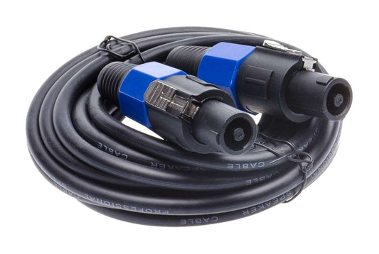 Speakon cable Kenya — NL4 2.5mm² speaker cable coiled with both blue twist-lock connectors shown