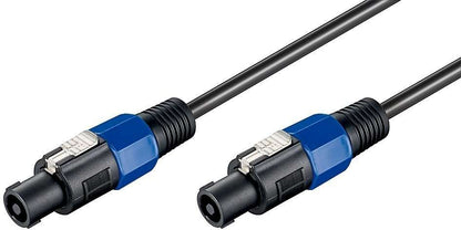Speakon cable Kenya — close-up of both NL4 blue Speakon connector ends on 2.5mm² PA speaker cable