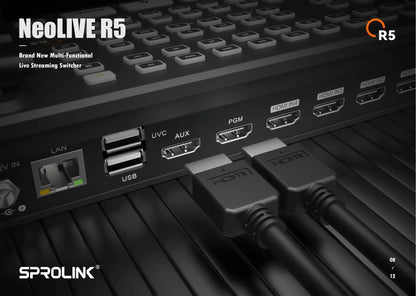SPROLINK NeoLIVE R5 Live Streaming Switcher – Type - C USB3.0, 4K Input, Lower Third Overlay, Built - In UVC Media Player - ZAMAR AUDIO SOLUTIONS