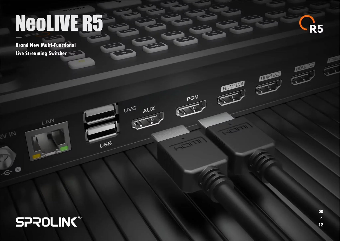 SPROLINK NeoLIVE R5 Live Streaming Switcher – Type-C USB3.0, 4K Input, Lower Third Overlay, Built-In UVC Media Player - ZAMAR AUDIO SOLUTIONS
