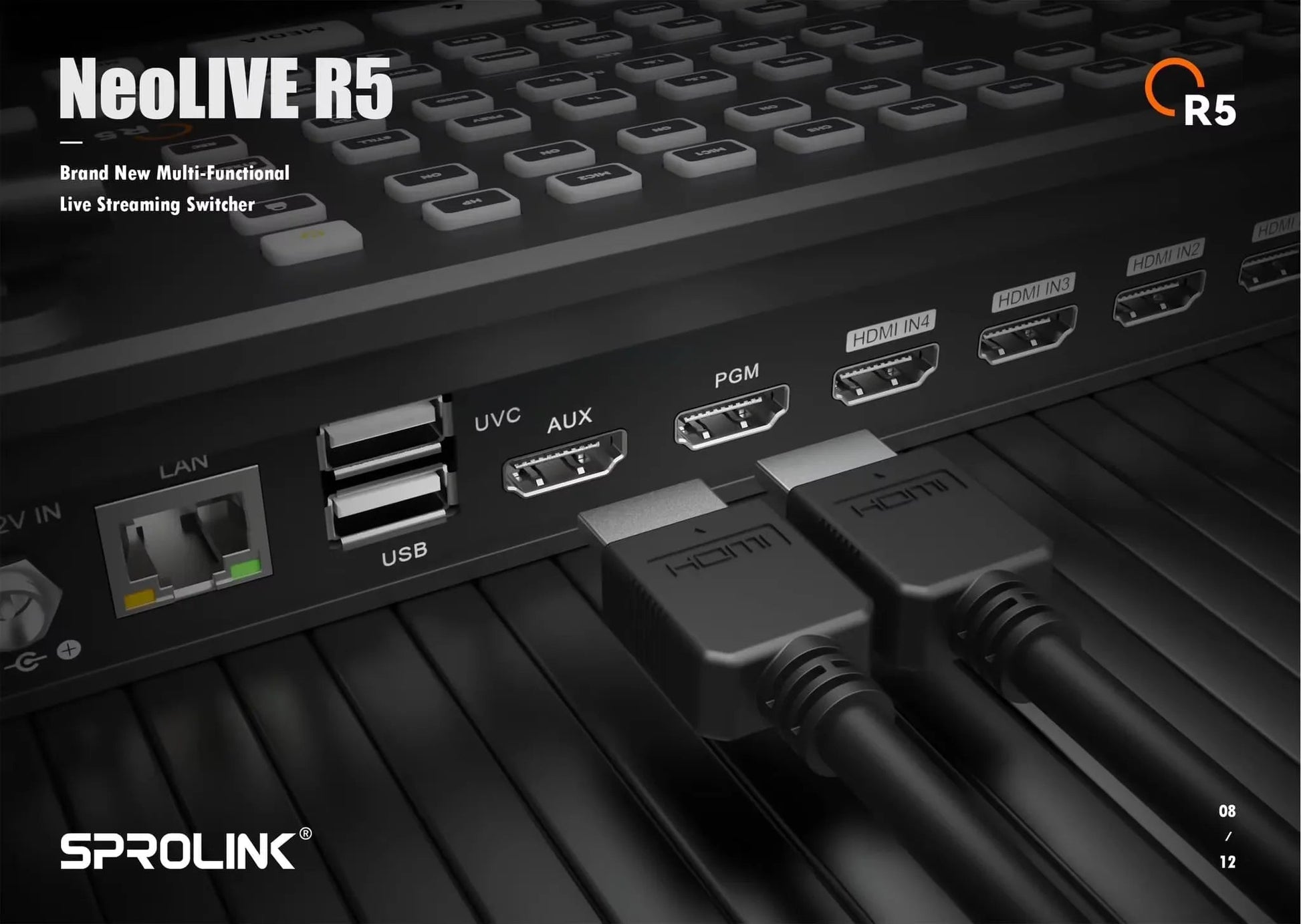 SPROLINK NeoLIVE R5 Live Streaming Switcher – Type-C USB3.0, 4K Input, Lower Third Overlay, Built-In UVC Media Player - ZAMAR AUDIO SOLUTIONS