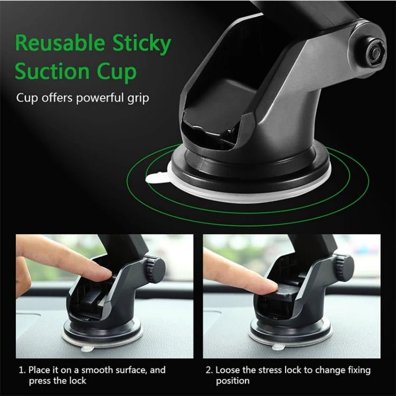 Sucker Car Phone Holder Mount Stand – GPS Mobile Cell Support for iPhone, Xiaomi, Huawei, Samsung, Adjustable Viewing Angle - ZAMAR AUDIO SOLUTIONS