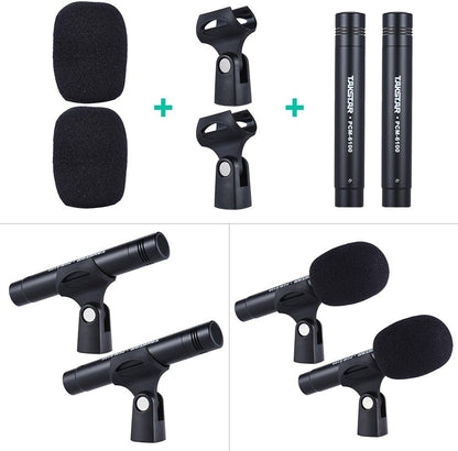 drum mic set Kenya DMS-D7 accessory breakdown showing 2 foam windscreens, 2 mic clips, and 2 PCM-6100 pencil condensers