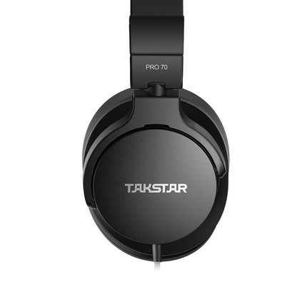 Takstar PRO 70 studio headphones Kenya — direct front-on ear cup view showing Takstar logo and PRO 70 model badge on headband