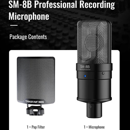 Takstar SM-8B Condenser Studio Microphone for Vocals Recording, Live-Streaming, and YouTube Videos