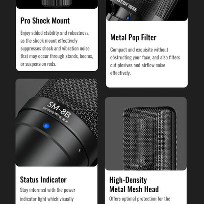 Takstar SM-8B Condenser Studio Microphone for Vocals Recording, Live-Streaming, and YouTube Videos