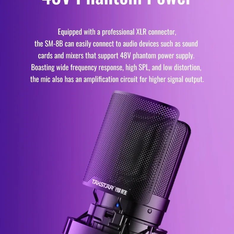 Takstar SM-8B Condenser Studio Microphone for Vocals Recording, Live-Streaming, and YouTube Videos