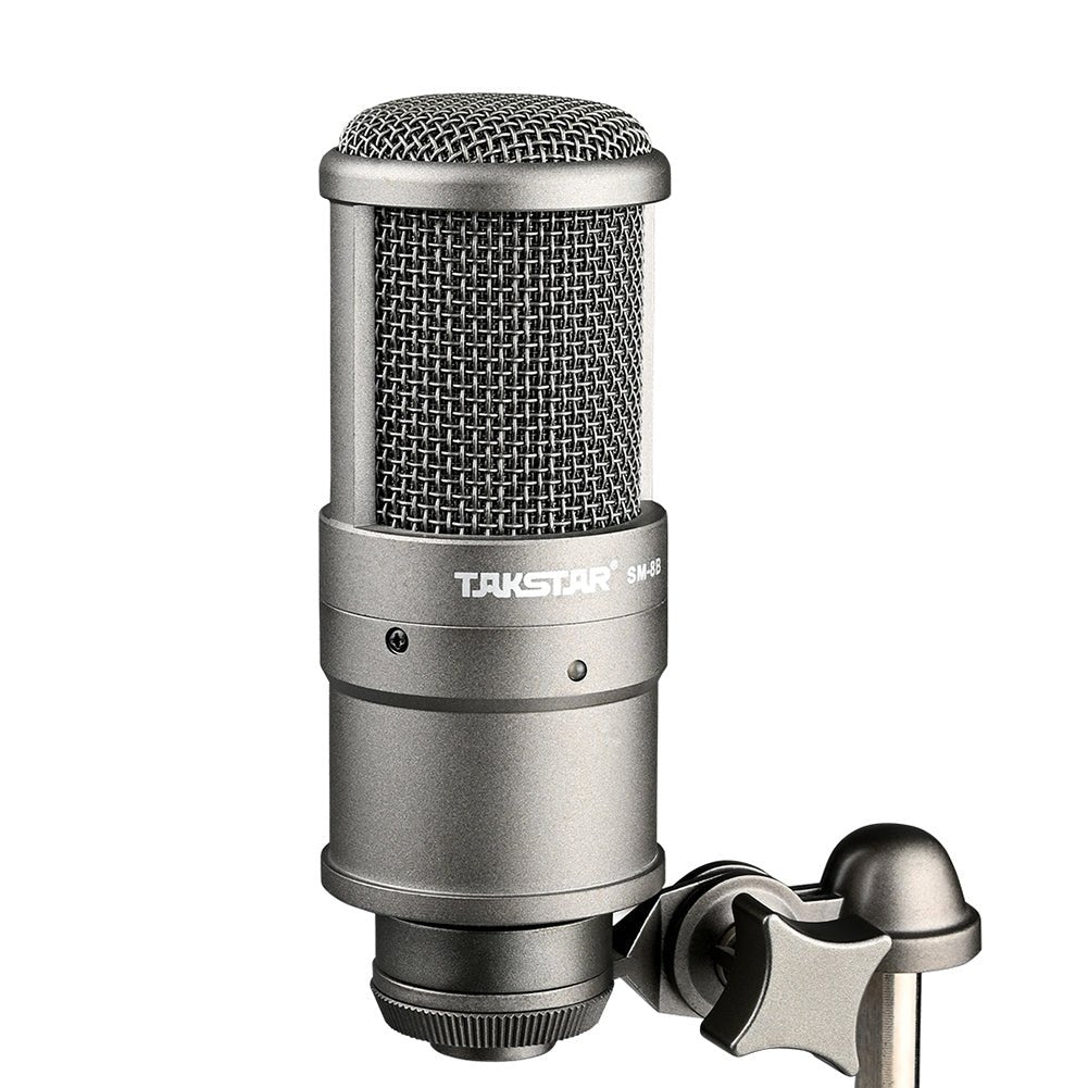 Takstar SM-8B 2nd Gen microphone Kenya — front-facing body view showing SM-8B label, blue power LED, and metal mesh grille