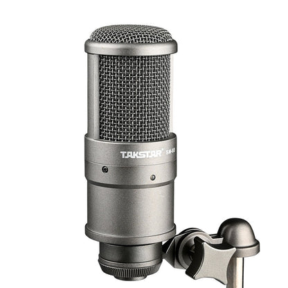 Takstar SM-8B 2nd Gen microphone Kenya — front-facing body view showing SM-8B label, blue power LED, and metal mesh grille