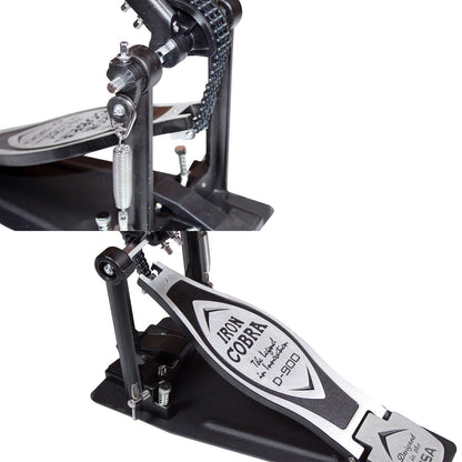 Tama Iron Cobra D-900 double kick pedal Quick-Hook spring and cam mechanism close-up Kenya