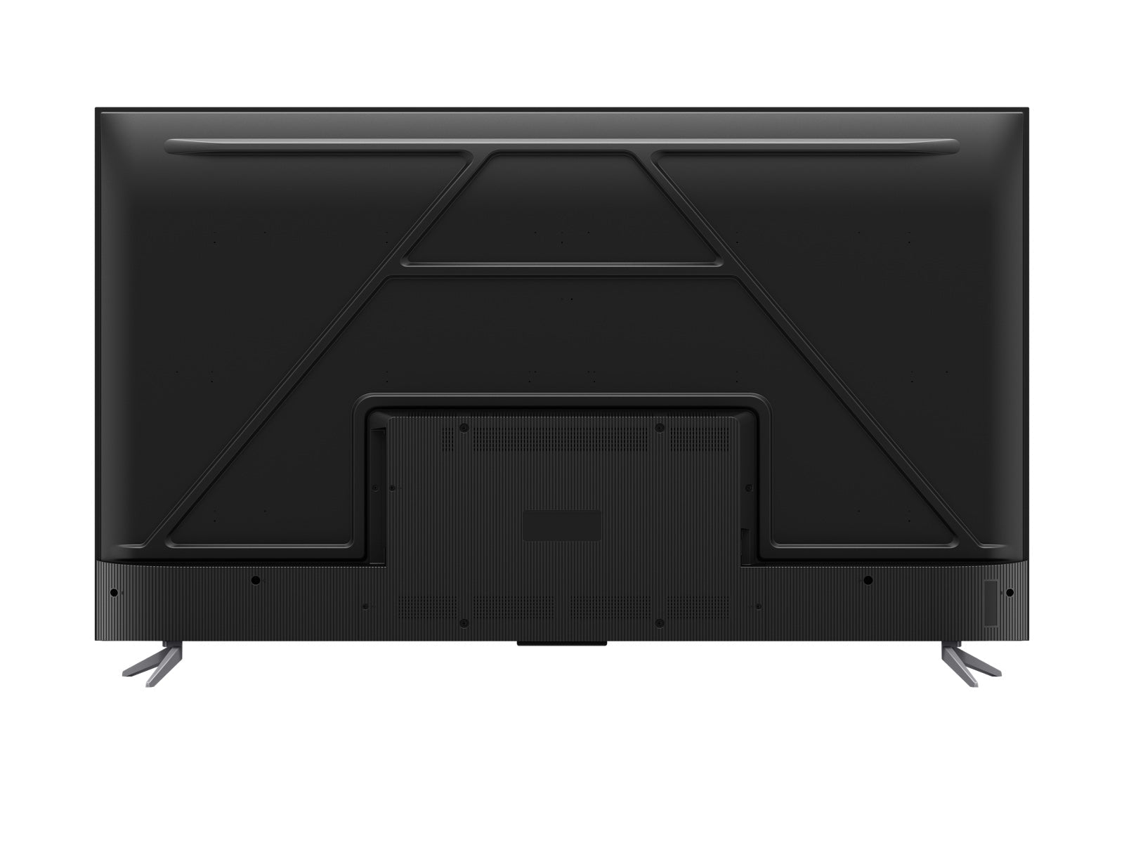 TCL 55C645 Kenya 55-inch QLED Smart TV straight-on rear panel view showing ribbed back and stand feet