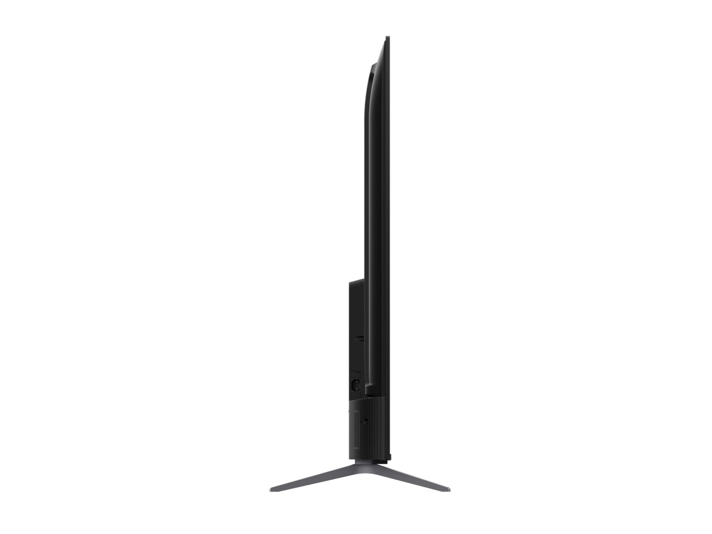 TCL 55C645 Kenya 55-inch QLED TV left side profile showing ultra-thin panel and single-leg stand