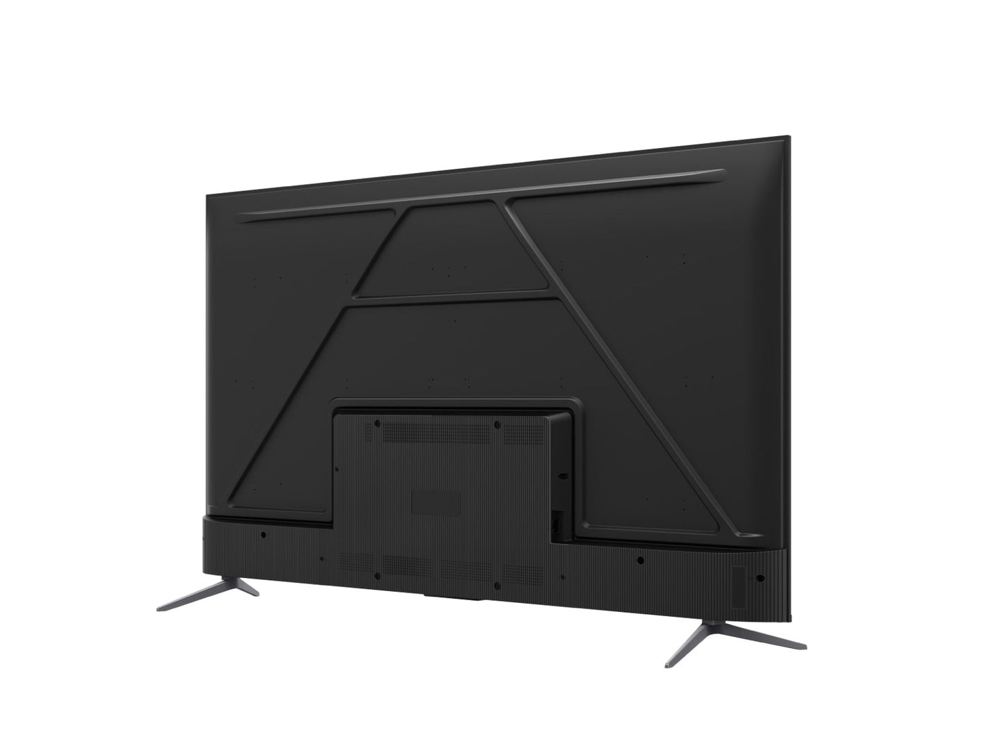 TCL 55C645 Kenya 55-inch QLED TV rear panel view showing structural ribbing and stand feet