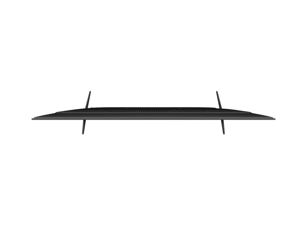 view of TCL 55T6C QLED TV Kenya showing slim bezel width, speaker grille strip, and dual stand leg positions