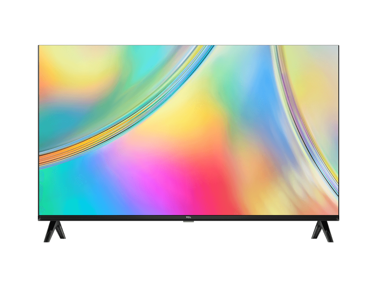 TCL S5400 32 inch TV Kenya front view on stand displaying vibrant full HD colour gradient