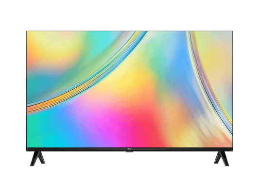 TCL S5400 32 inch TV Kenya front view on stand displaying vibrant full HD colour gradient