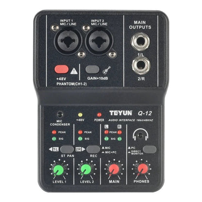 TEYUN Q12 Portable Sound Card – 16Bit/48kHz USB Audio Interface for Guitar and Home Studio Recording - ZAMAR AUDIO SOLUTIONS