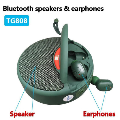 TG808 Mini Wireless Bluetooth Speaker – Two-in-One Wireless Earphone, TWS Subwoofer, Hands-Free, Multi-Function, TF Card, FM - ZAMAR AUDIO SOLUTIONS