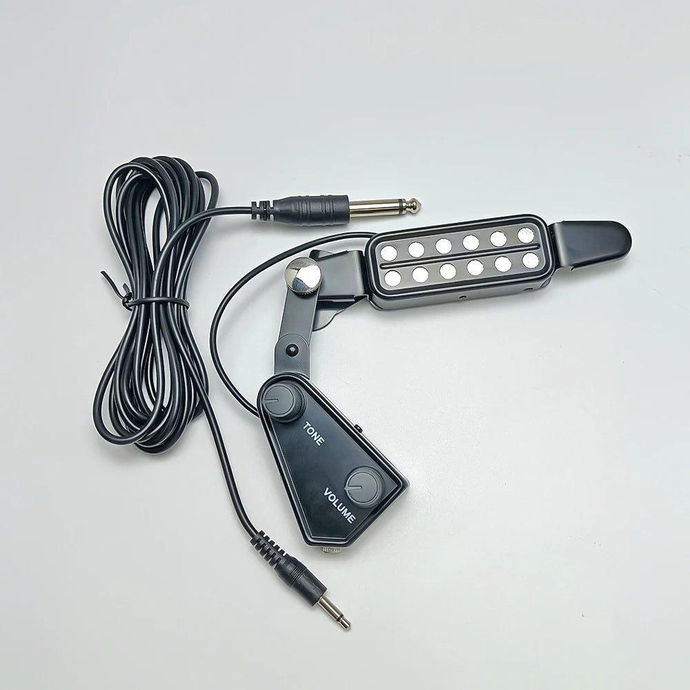 Complete soundhole pickup kit with cable and adapter — magnetic acoustic guitar pickup for live use