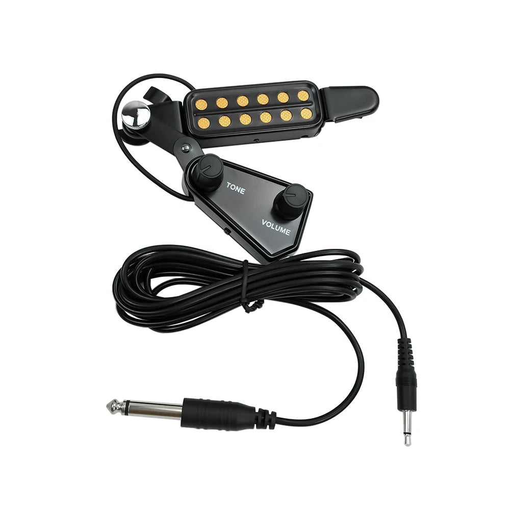 Complete soundhole pickup kit with cable and adapter — magnetic acoustic guitar pickup for live use