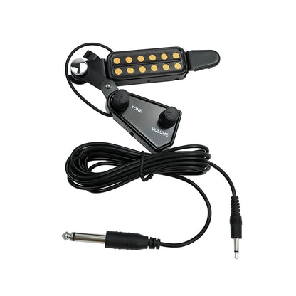 Complete soundhole pickup kit with cable and adapter — magnetic acoustic guitar pickup for live use
