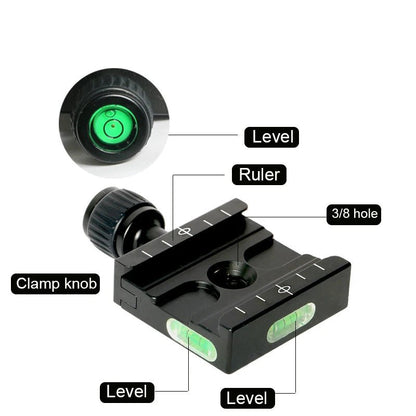Tripod Ball Head Mount Adapter PU50 RRS – Quick Release Clip Plate Clamp for Arca Swiss DSLR Camera Ballhead, Aluminum - ZAMAR AUDIO SOLUTIONS