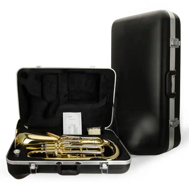 Tuba brass instrument displayed upright with case open, showing full kit available at Zamar Audio Kenya
