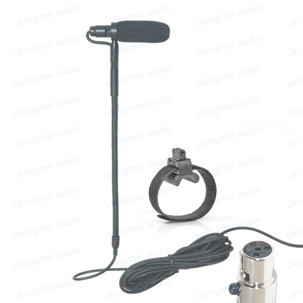UKINGMEI Flute and Clarinet Clip-On Microphone – Flexible Gooseneck Condenser Mic for Shure Wireless Systems with 48V Phantom Power Input - ZAMAR AUDIO SOLUTIONS