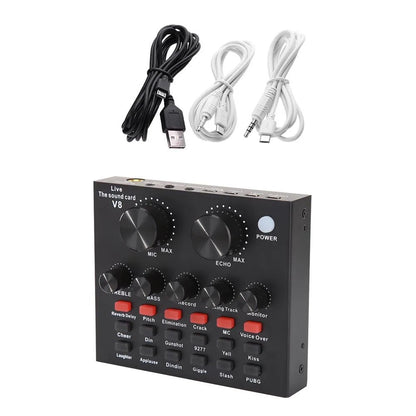 V8 Audio USB External Sound Card – 6 Effect Modes, Headset Microphone, Live Broadcast, For Mobile Phone, Computer, PC - ZAMAR AUDIO SOLUTIONS