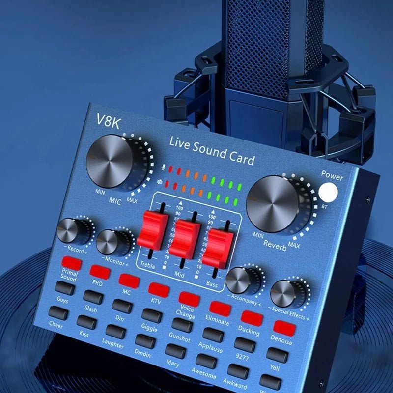 V8K Audio USB External Sound Card – Multi Portable Microphone Live Broadcast Sound Card for Mobile Phone and Computer - ZAMAR AUDIO SOLUTIONS