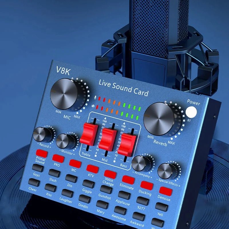 V8K Audio USB External Sound Card – Multi Portable Microphone Live Broadcast Sound Card for Mobile Phone and Computer - ZAMAR AUDIO SOLUTIONS