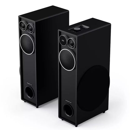 Vision Plus VP2060TS tower speaker Kenya side profile — dual 6.5-inch subwoofers and wooden cabinet