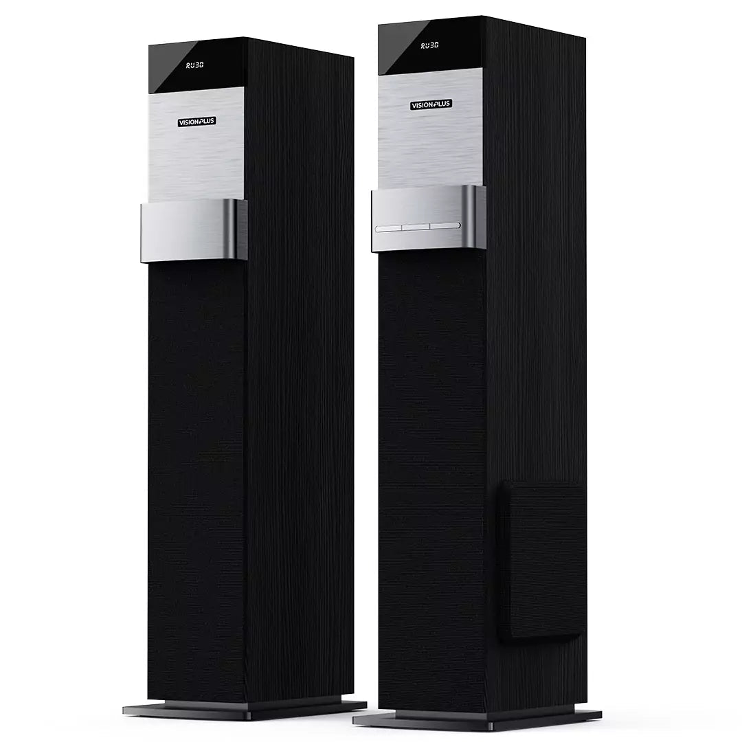 Vision Plus VP2080TS 360W Tower Speaker side profile showing cabinet depth and speaker grille