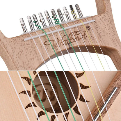 Walter.t WH02 10-String Wooden Lyre Harp – Professional DIY Harp with Nylon Strings, Spruce Rubber Handheld Instrument - ZAMAR AUDIO SOLUTIONS