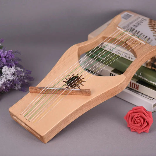 Walter.t WH02 10-String Wooden Lyre Harp – Professional DIY Harp with Nylon Strings, Spruce Rubber Handheld Instrument - ZAMAR AUDIO SOLUTIONS