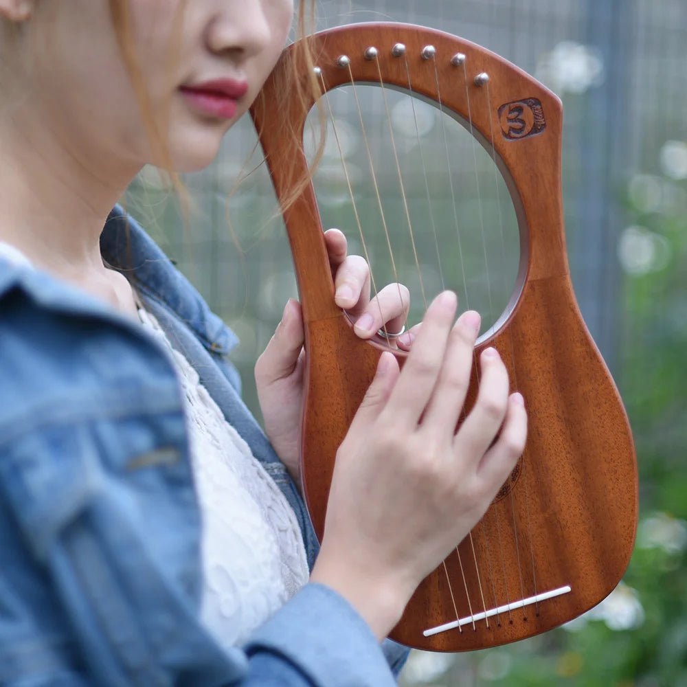 Walter.t WH05 7-String Wooden Lyre Harp – Mahogany Wood Strings, Percussion Musical Instrument with Big Bag - ZAMAR AUDIO SOLUTIONS