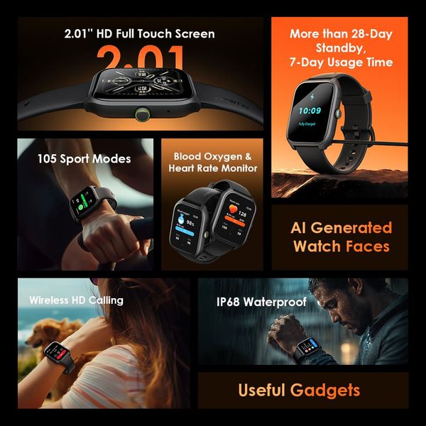 Oraimo Watch 5 Lite — 2.01" HD Smartwatch with IP68 Water Resistance & Fitness Tracking, Nairobi Delivery