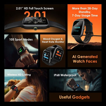 Oraimo Watch 5 Lite — 2.01" HD Smartwatch with IP68 Water Resistance & Fitness Tracking, Nairobi Delivery