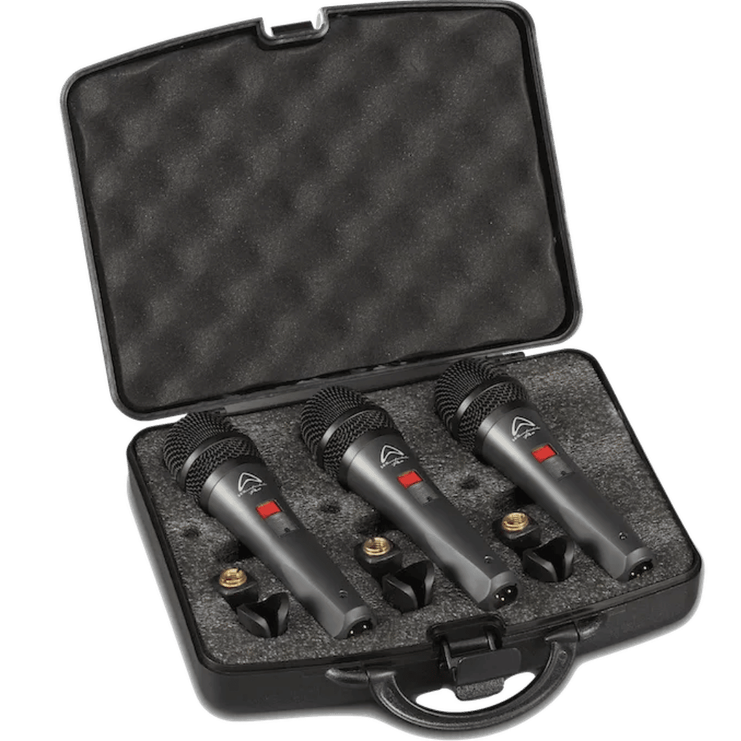 Wharfedale DM5.0S 3-Pack microphone set — three supercardioid dynamic vocal mics
