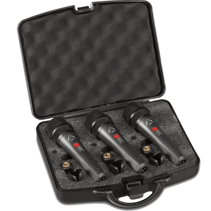 Wharfedale DM5.0S 3-Pack microphone set — three supercardioid dynamic vocal mics