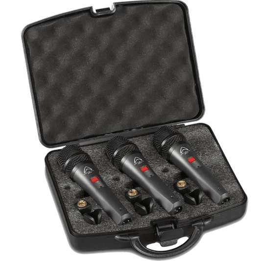 Wharfedale DM5.0S 3-Pack microphone set — three supercardioid dynamic vocal mics